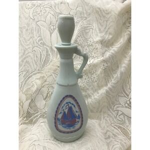 1963 Jim Beam Whisky Decanter Blue and Red Delft Windmill Bottle‎ Retro Barware